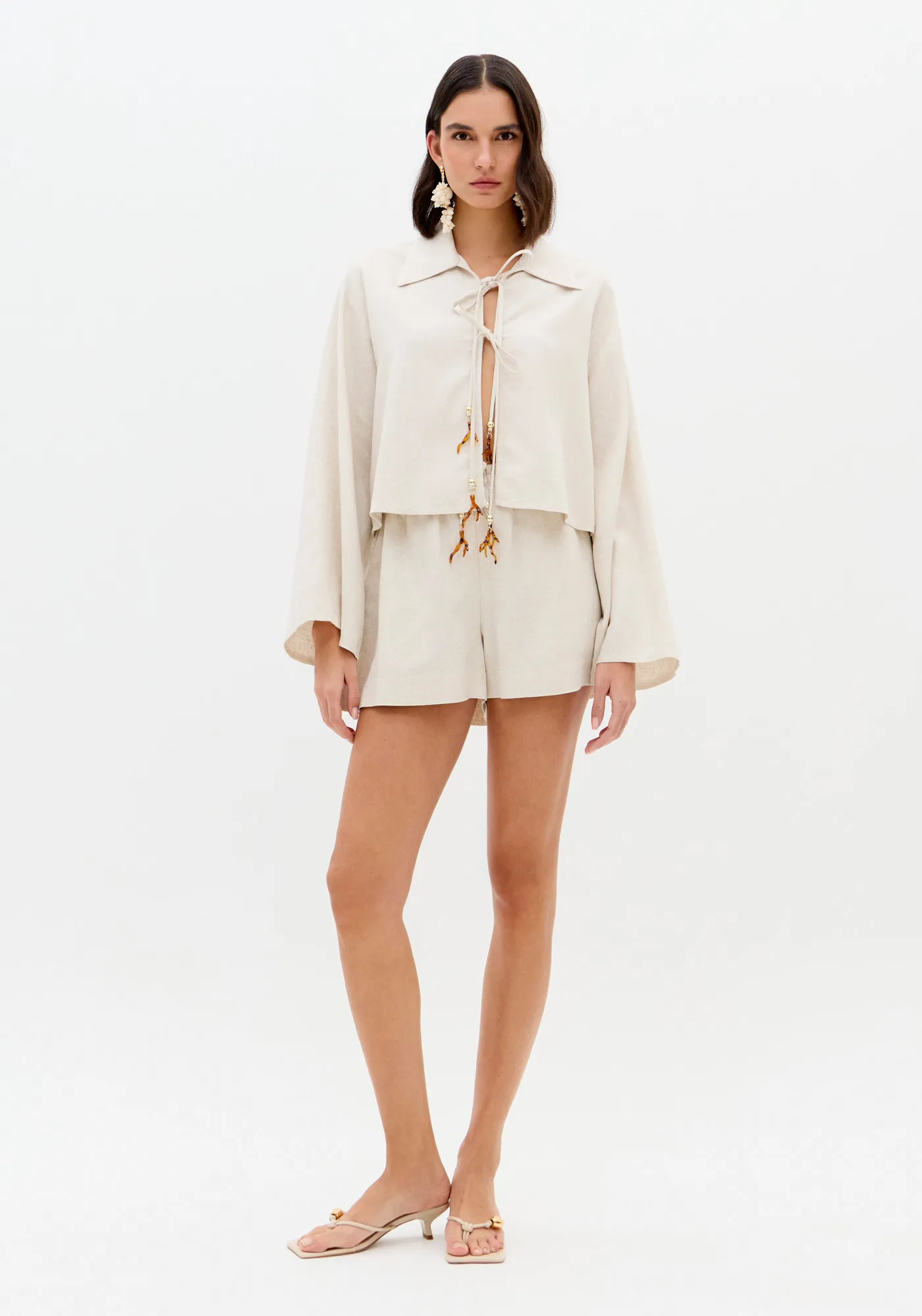 Short Cós Elástico Com Linho