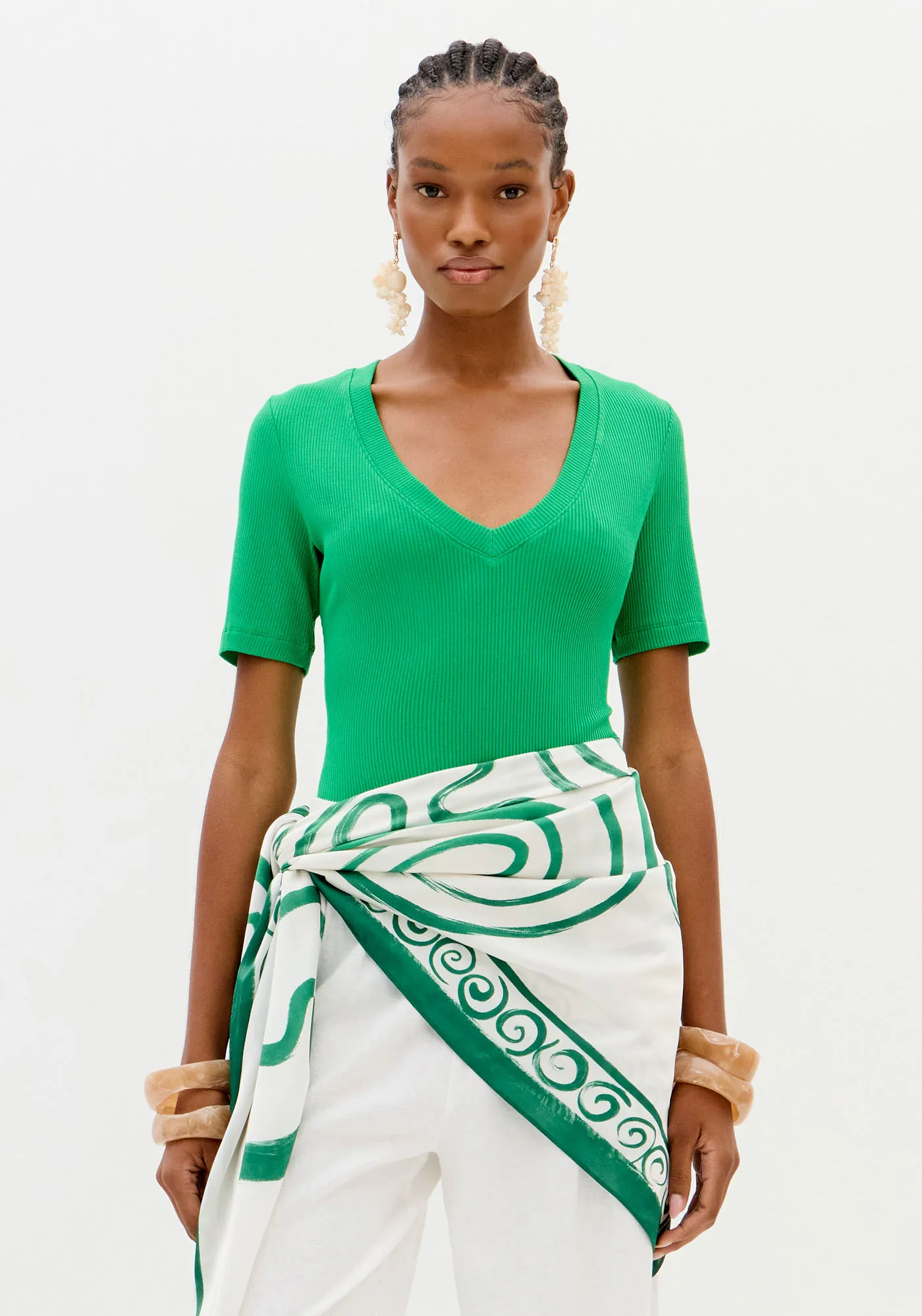 Blusa Canelada Com Decote V