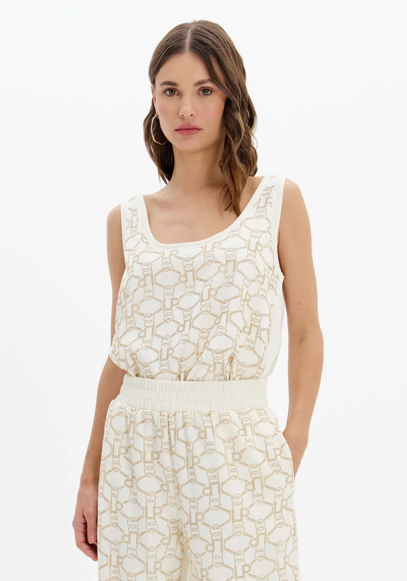 Blusa Regata Com Brilhos Frontais