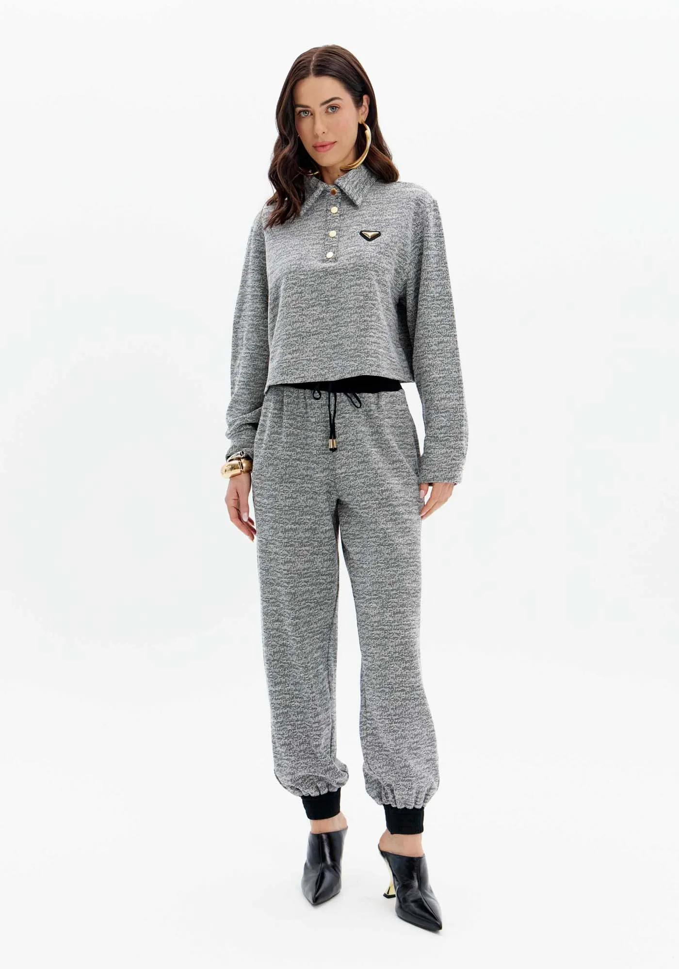 Calça Jogging Cintura Alta Com Cordão