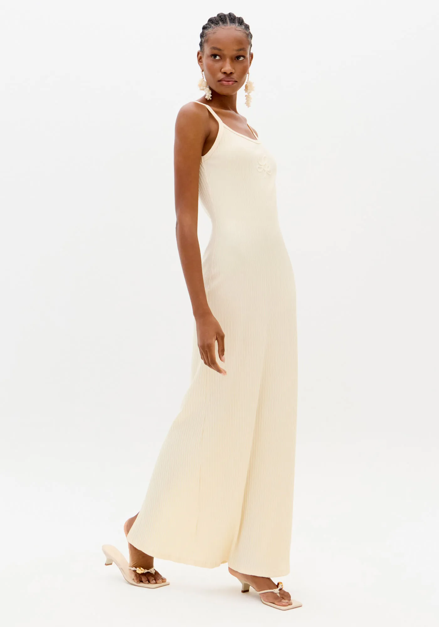 Vestido Canelado Super Midi De Alças