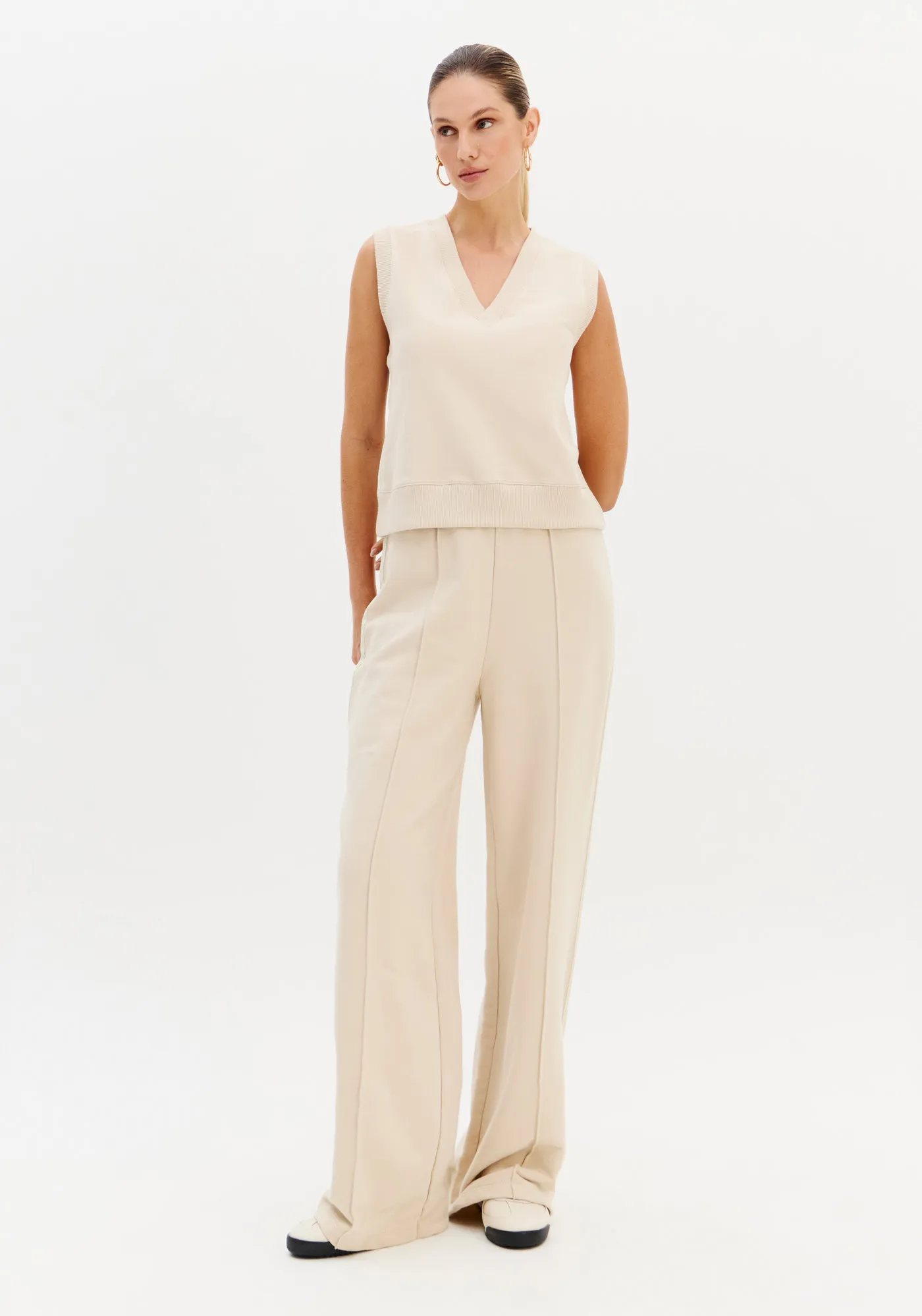 Calça De Moletom Cintura Alta