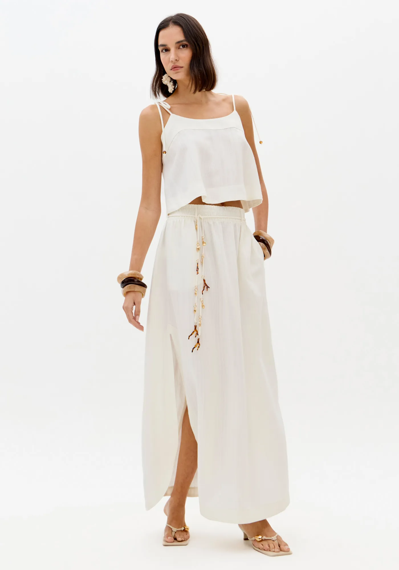 Saia Super Midi Com Linho