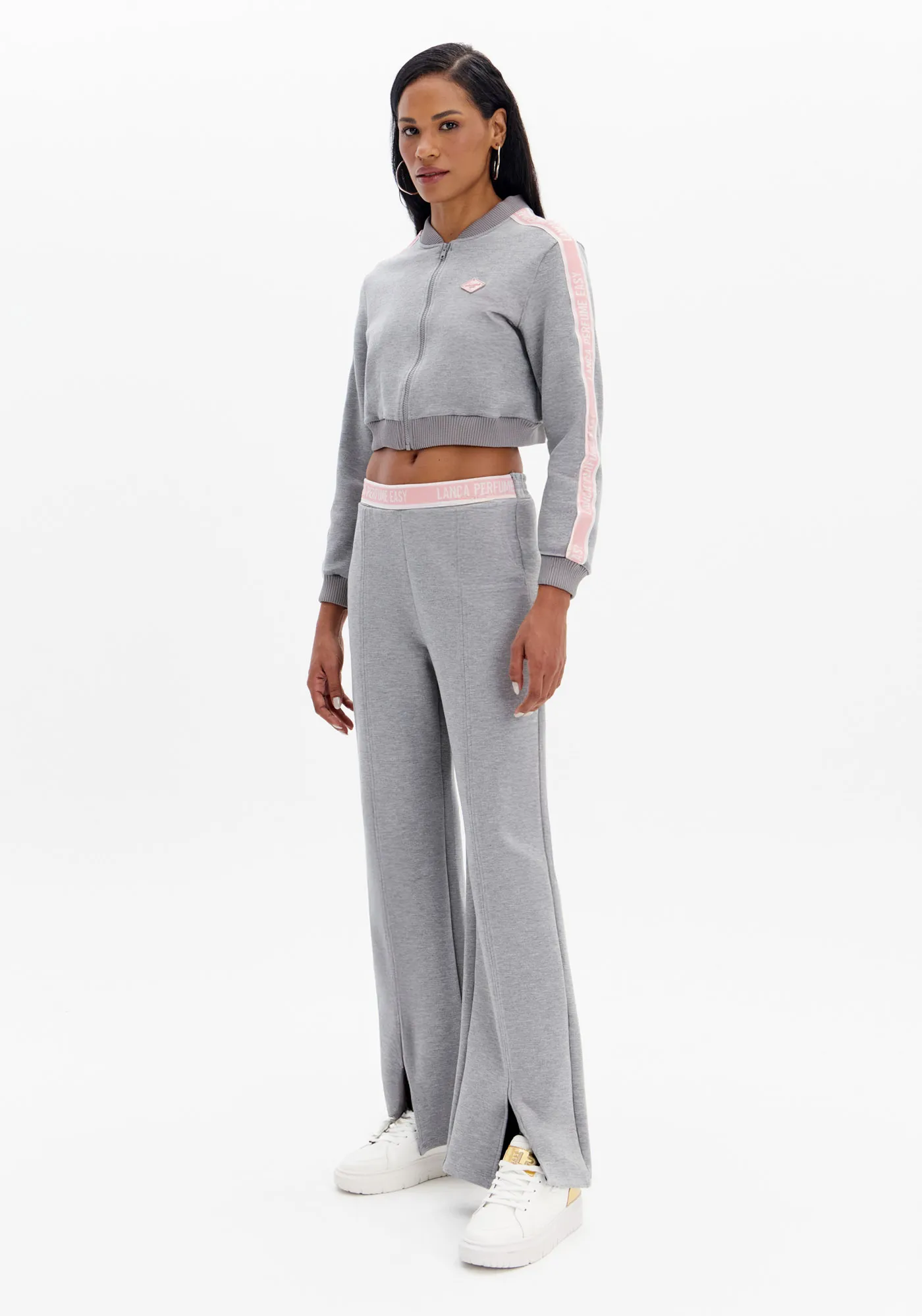 Calça Reta De Cintura Média Com Gorgurão