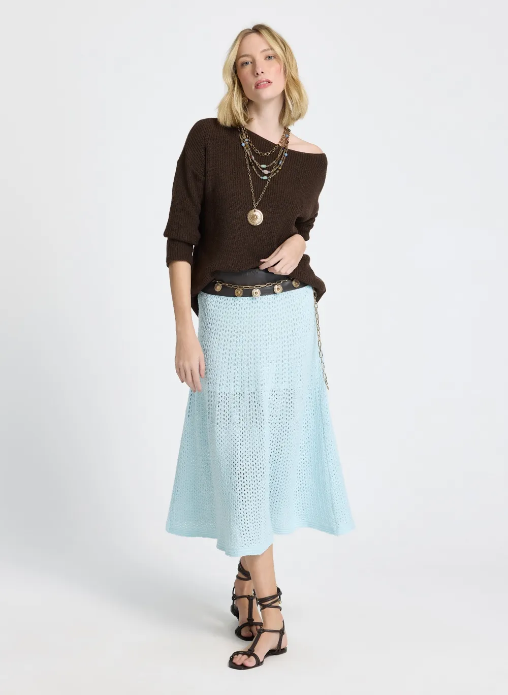 Saia Le Lis Emma Midi Tricot Feminina