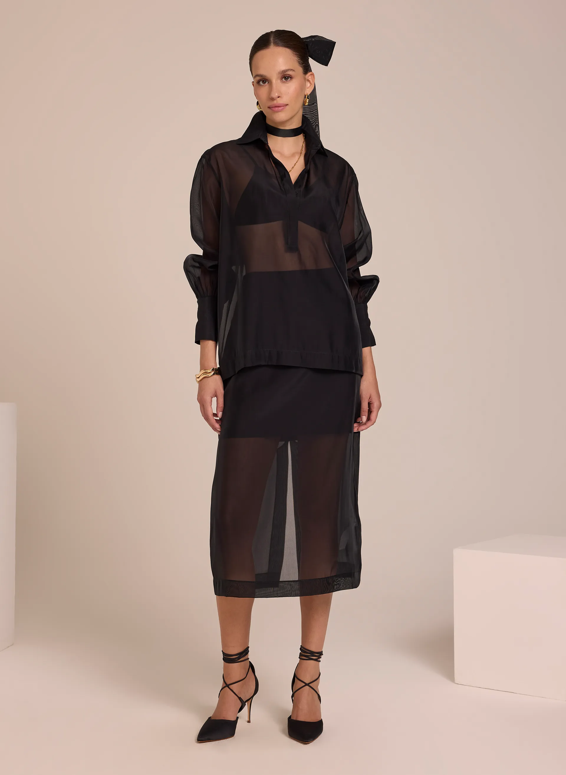 Saia Le Lis Bluma Midi Feminina