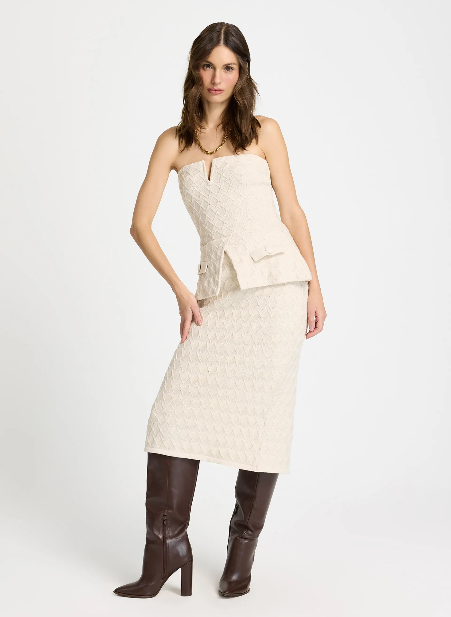 Vestido Le Lis Rose Midi Tricot Feminino