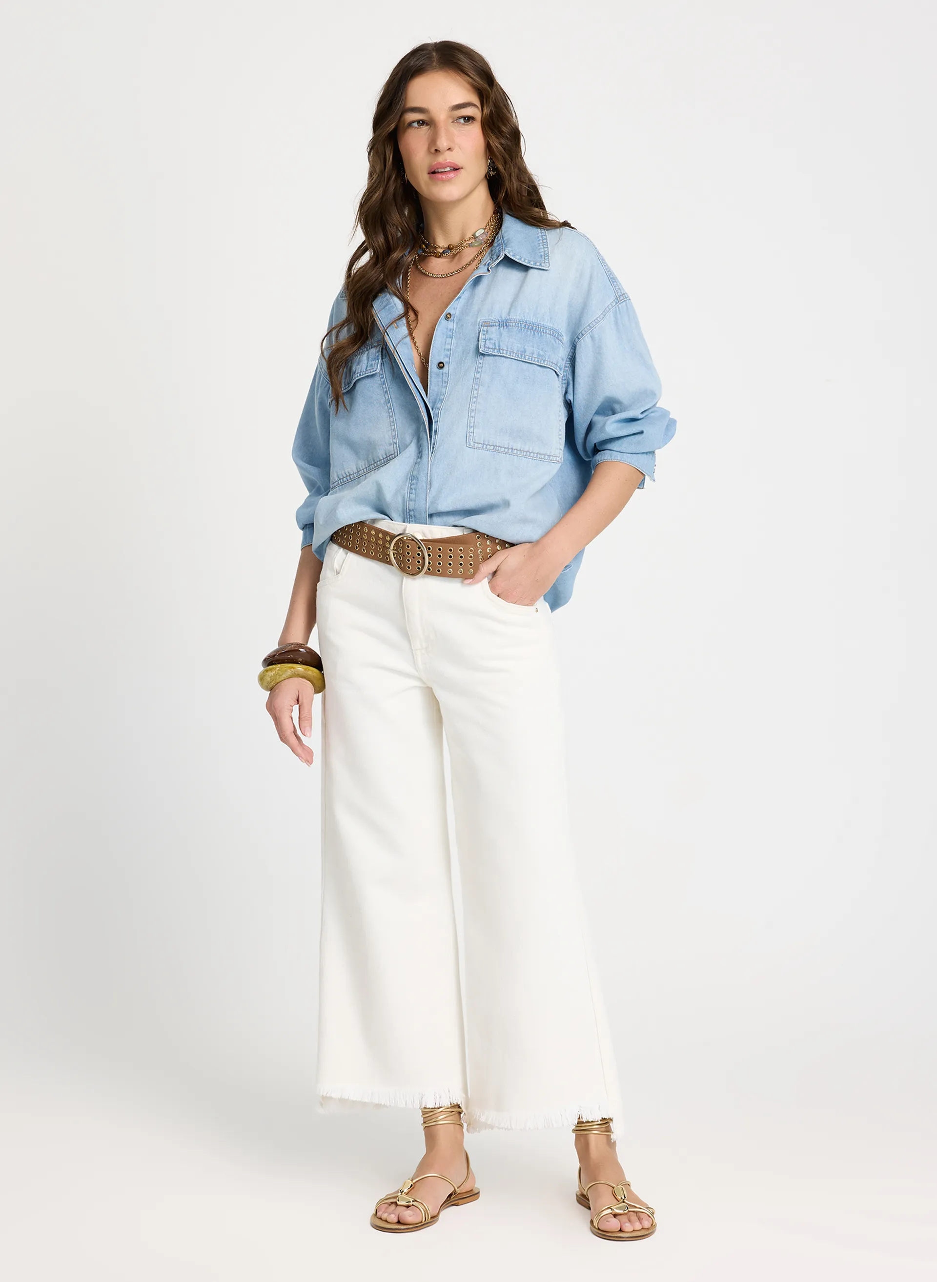 Calça Le Lis Reta Curta Morgana Sarja Feminina