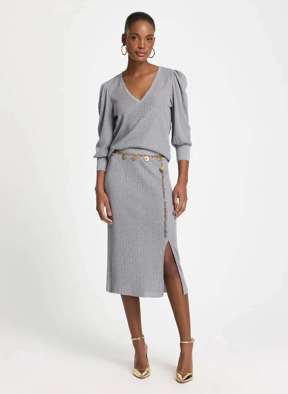 Saia Le Lis Bianca Midi Tricot Feminina