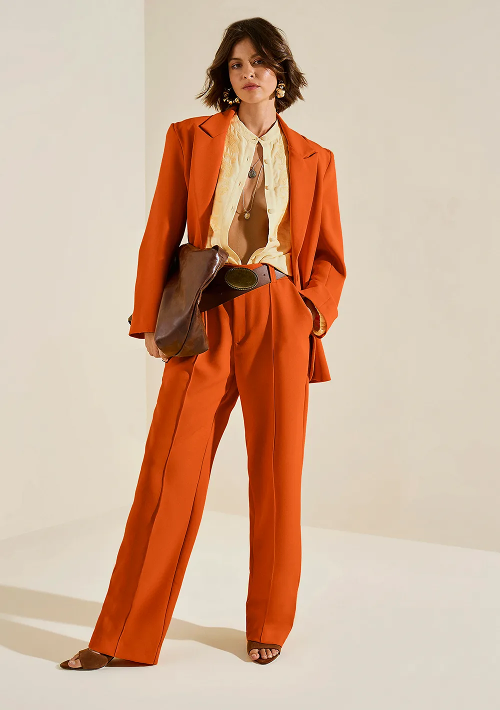 Calça Morena Rosa Reta Alta Laranja