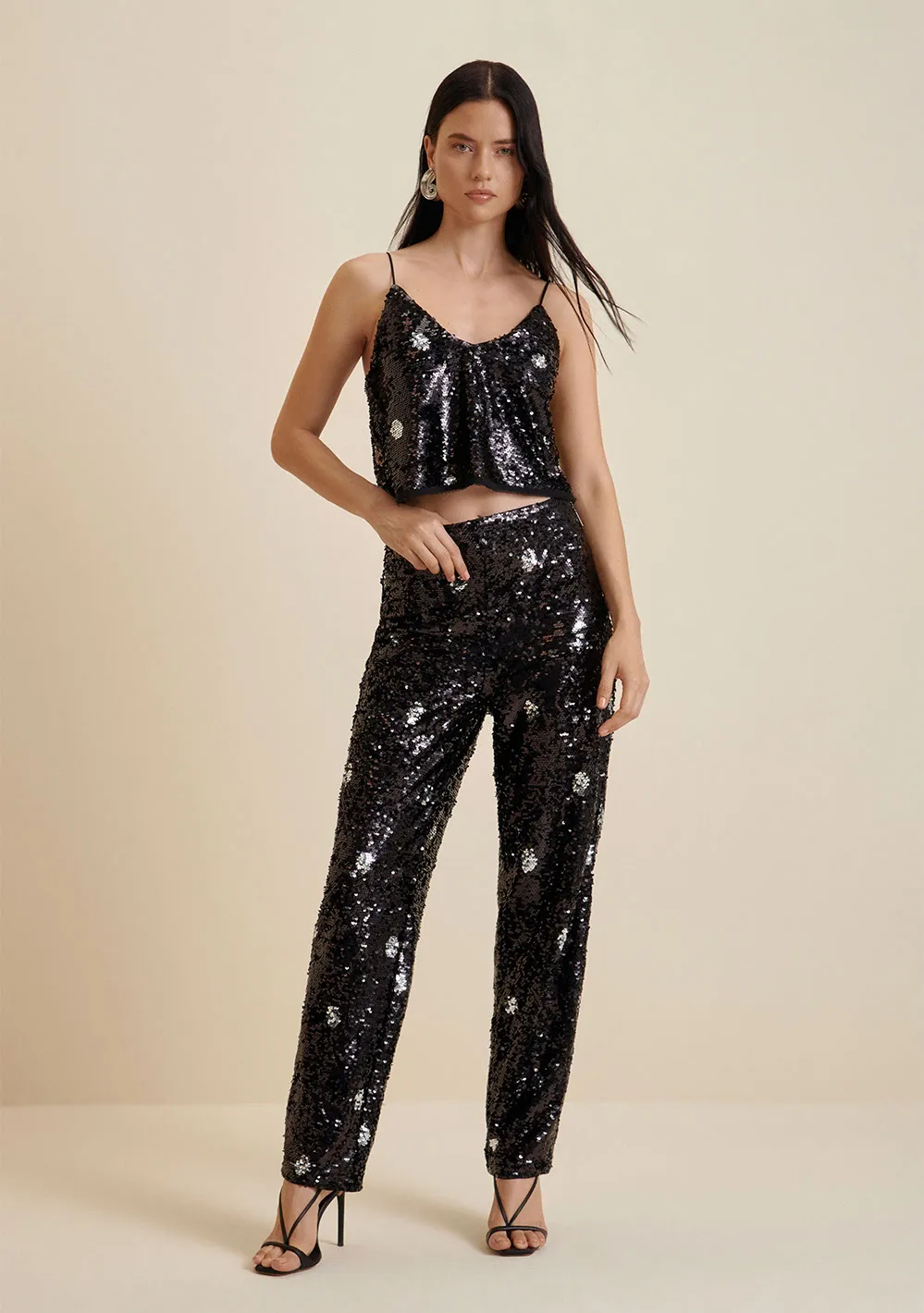 Blusa Morena Rosa Decote V Alça Amarração Costas Preto