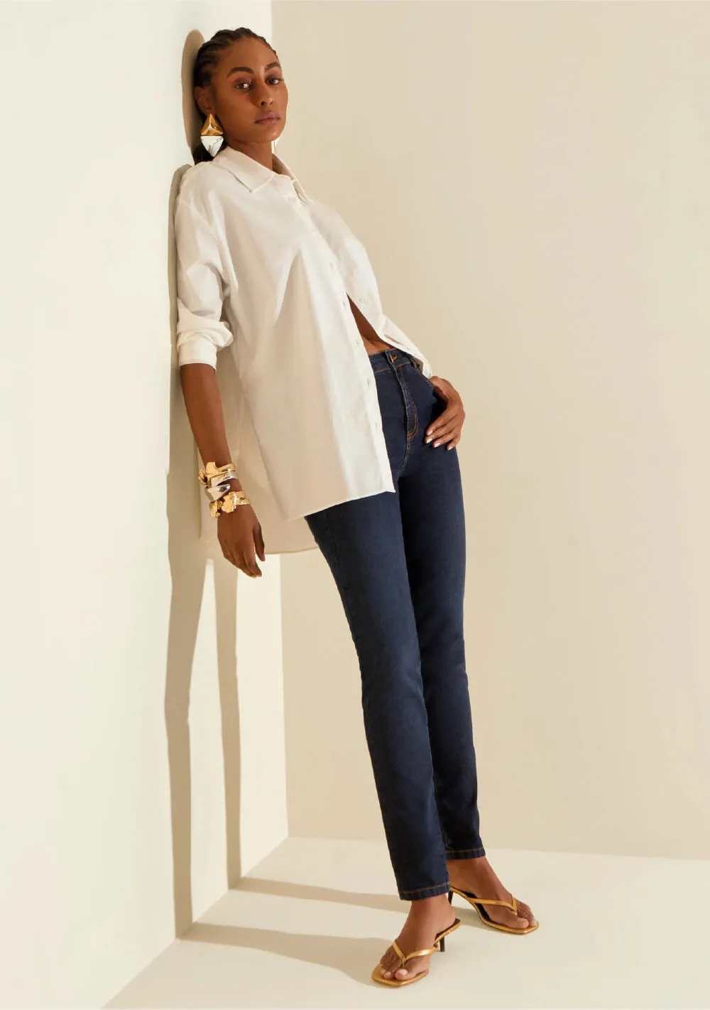 Calça Morena Rosa Skinny Média Azul