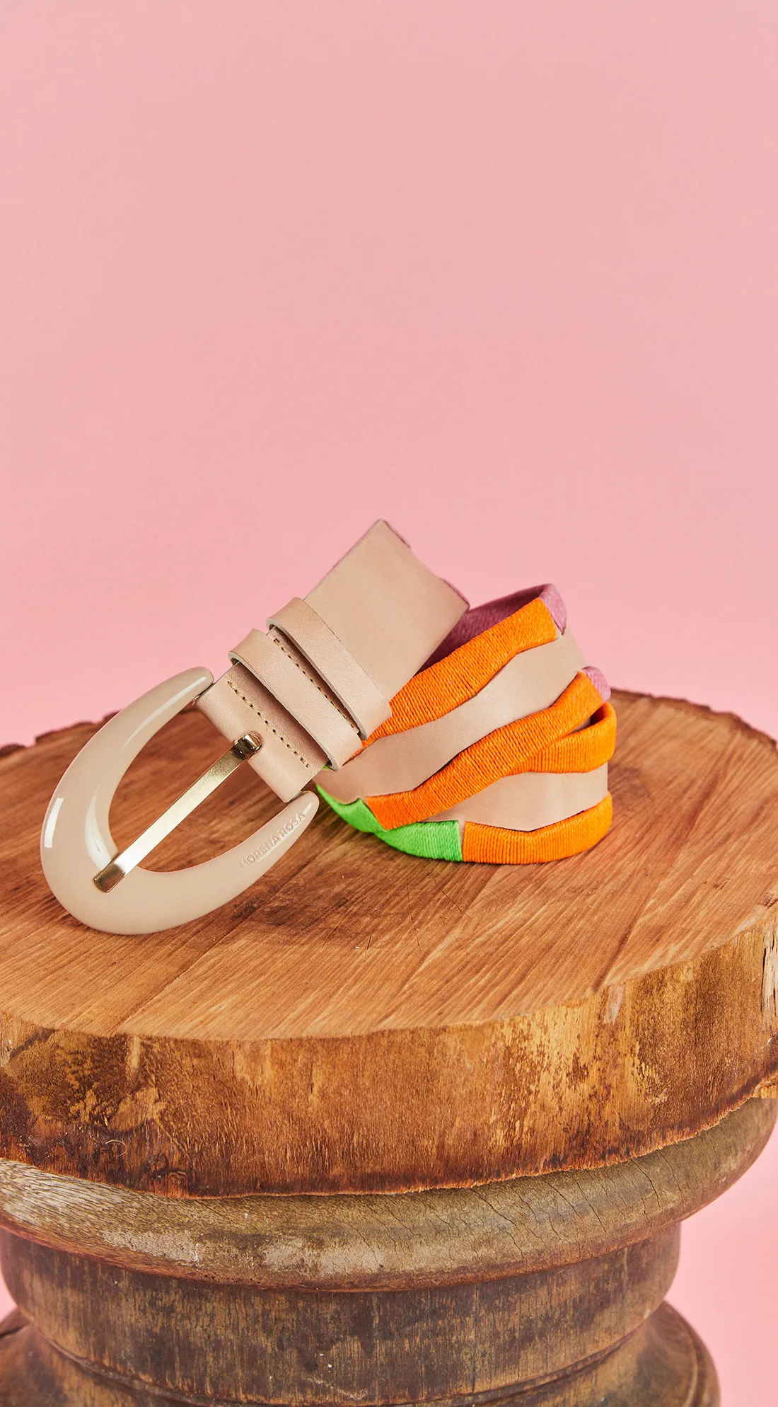 Cinto Morena Rosa Cintura Quadril Fino Bordado Marrom