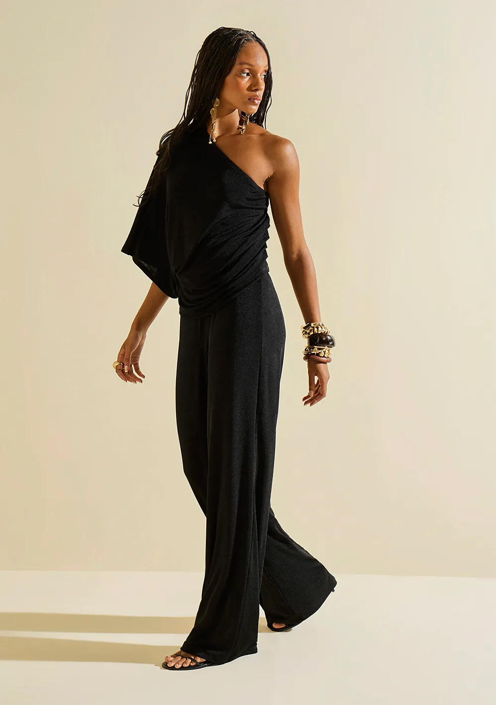 Calça Morena Rosa Pantalona Alta Preto