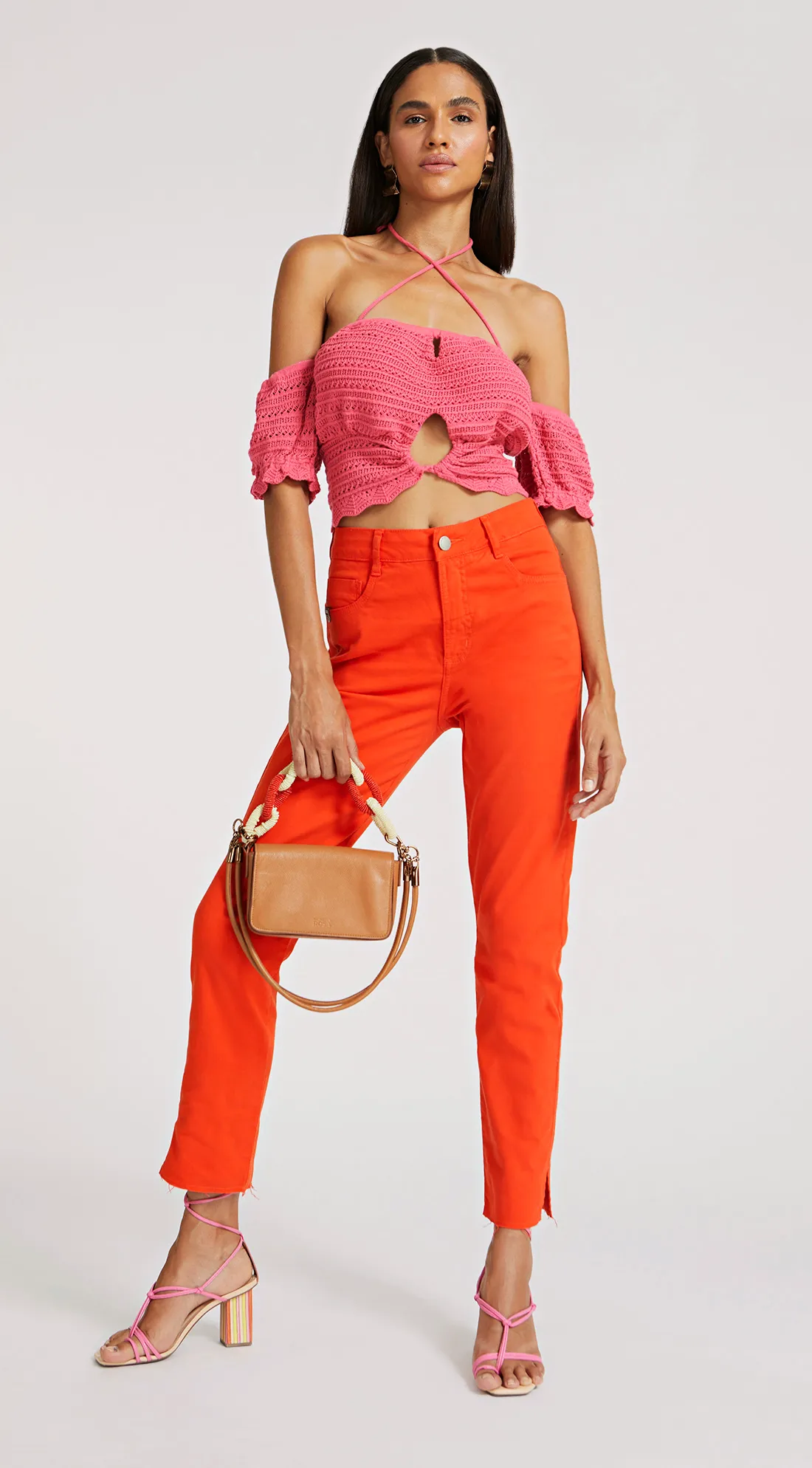 Calca Morena Rosa Cigarrete Giane Cós Intermediário Tinturada Vermelho