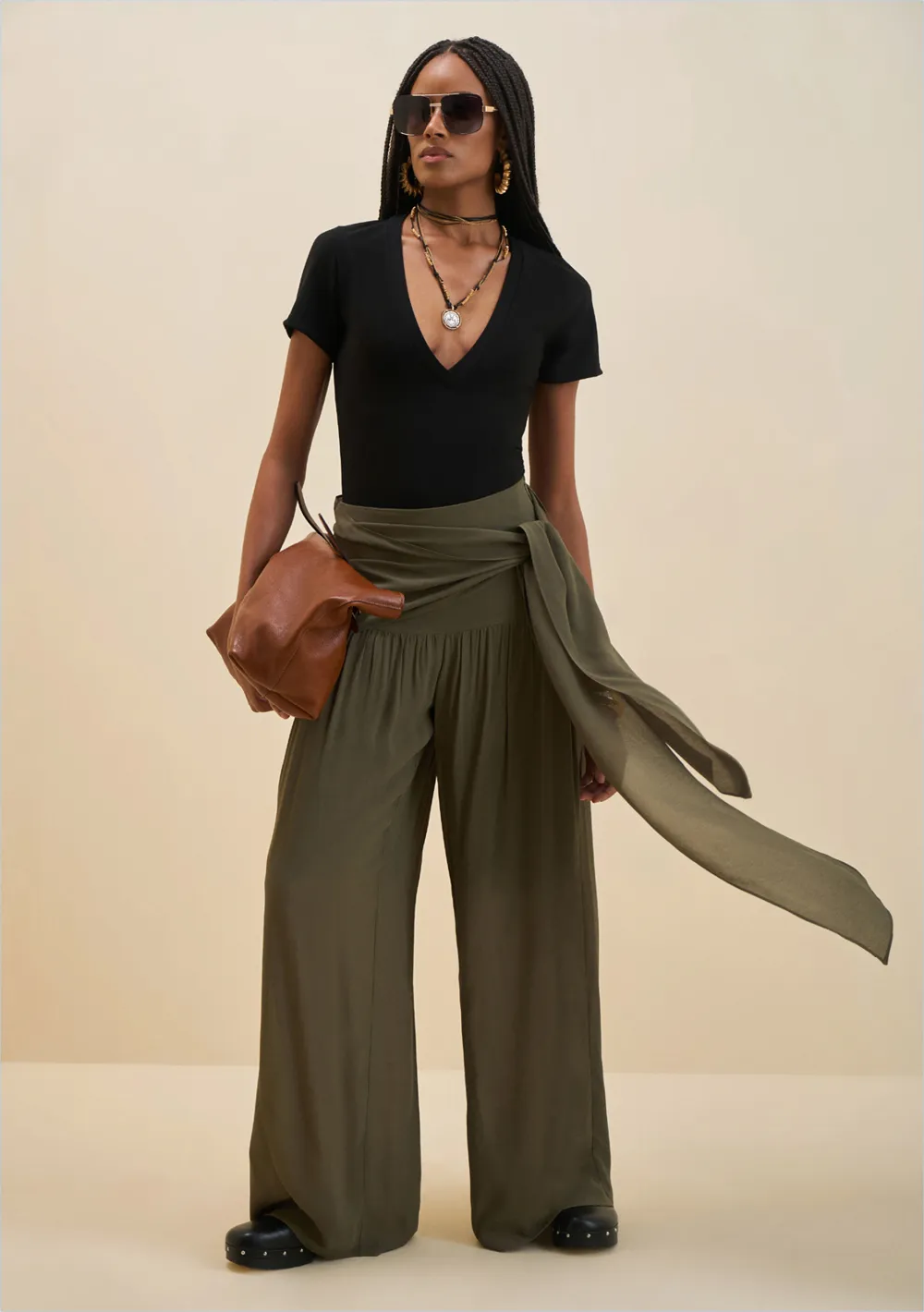 Calça Morena Rosa Pantalona Alta Verde