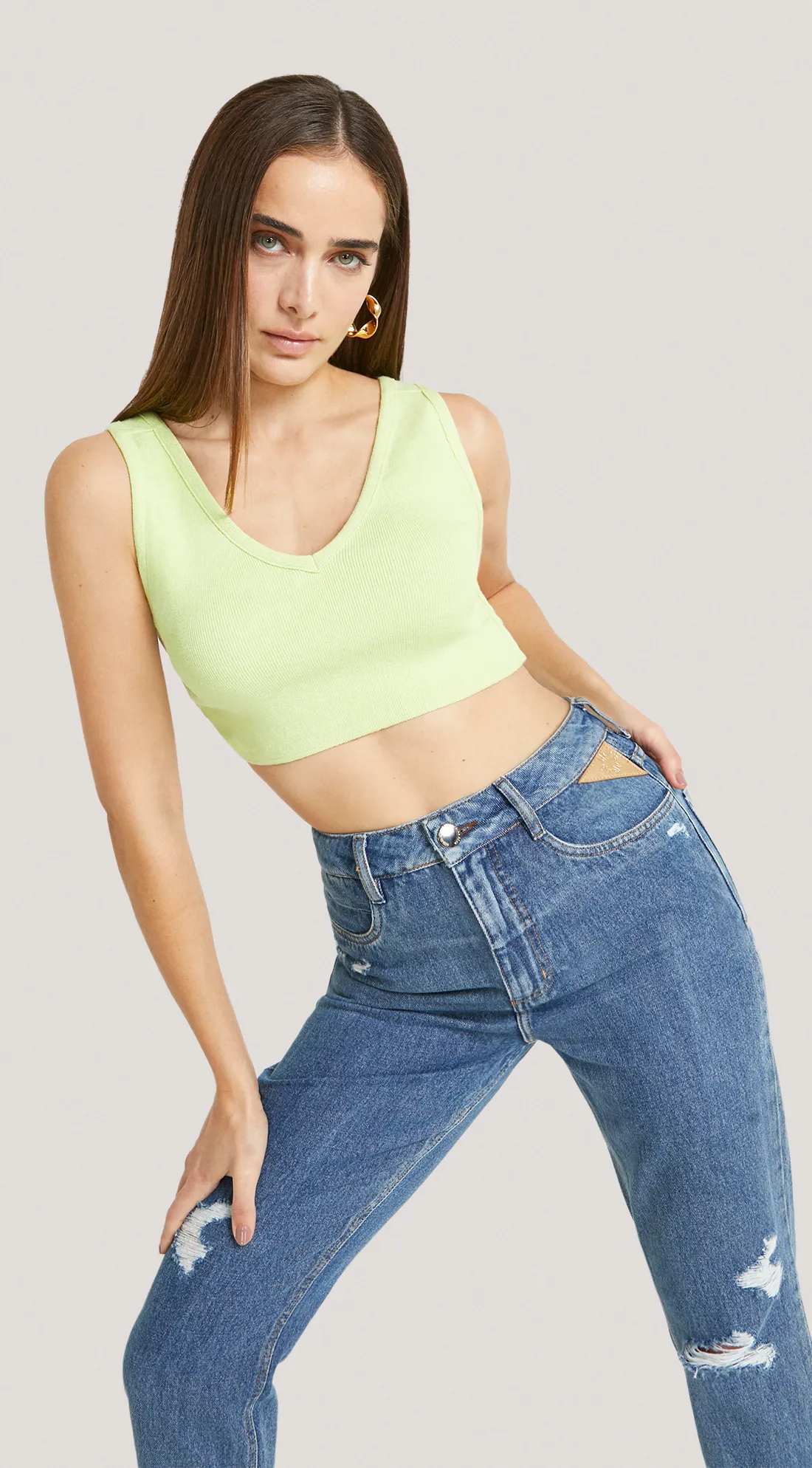 Top Morena Rosa Justo Alça Abertura Lateral Verde