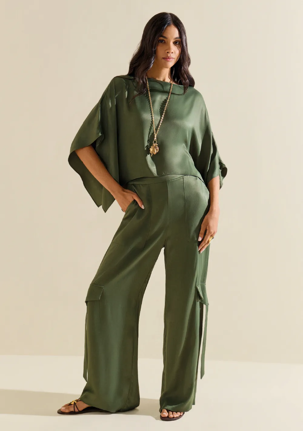 Calça Morena Rosa Reta Alta Verde