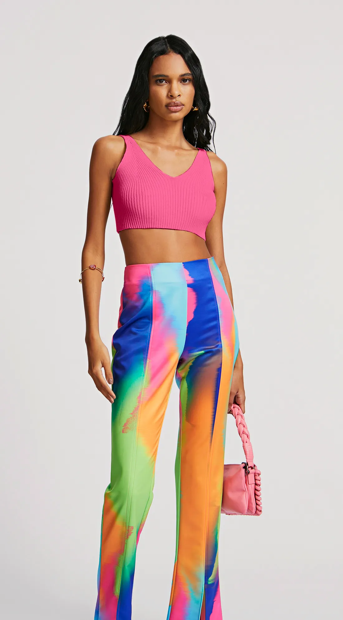 Top Morena Rosa Justo Cavado Canelado Pink