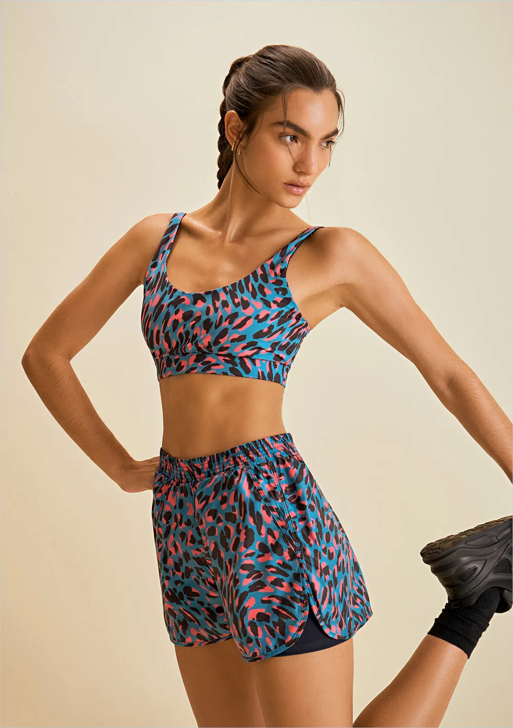 Top Morena Rosa Esportivo Alça Estampado Azul