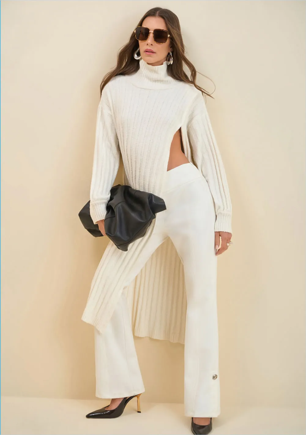 Calça Morena Rosa Boot Cut Alta Off White