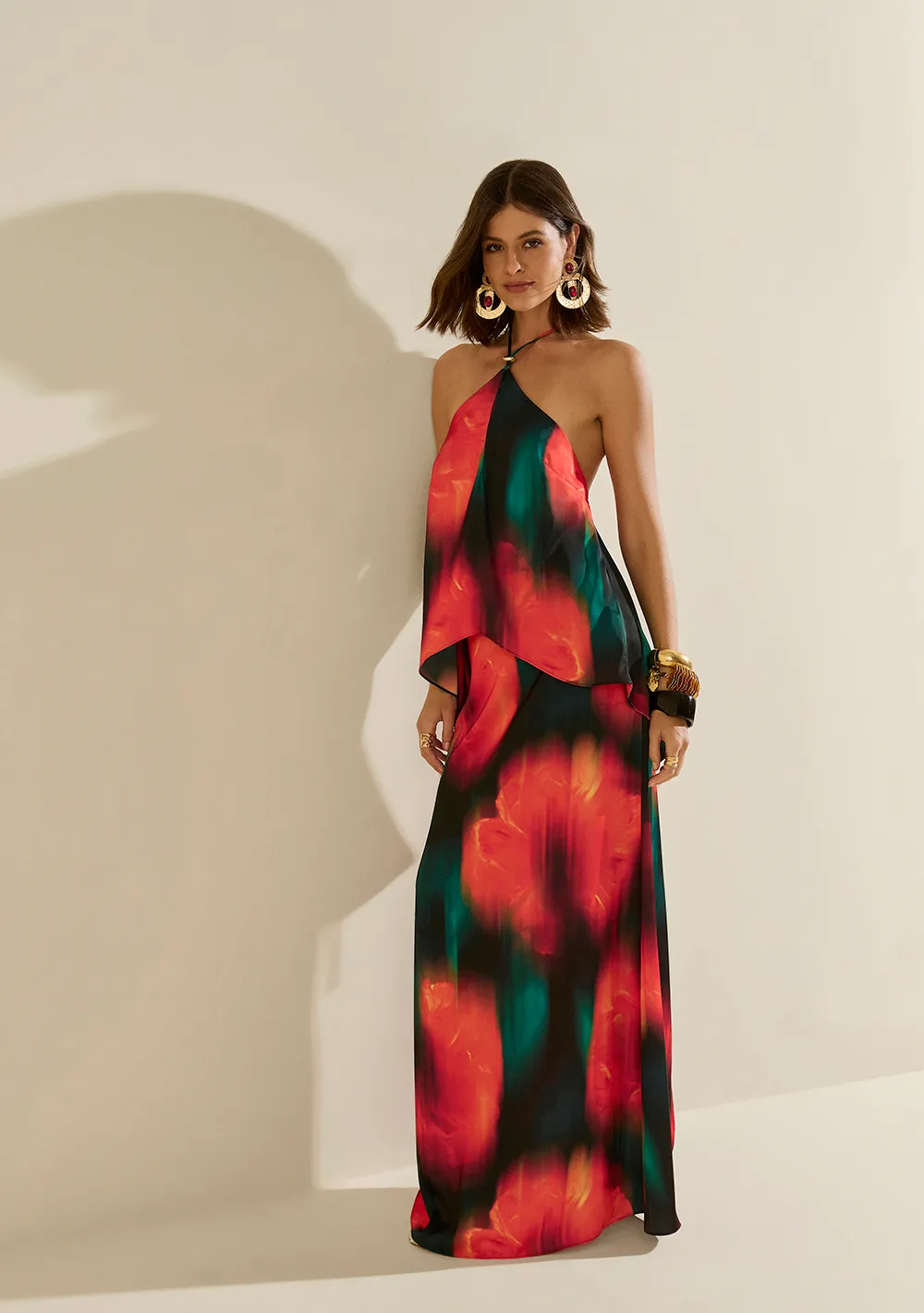 Saia Morena Rosa Reta Alta Longa Vermelho