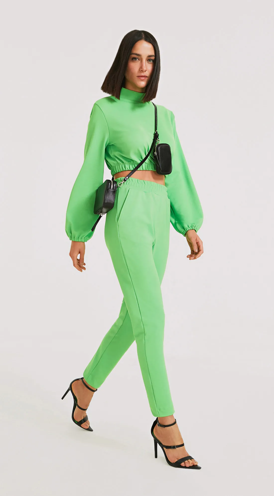 Calca Morena Rosa Jogger Cós Elástico Detalhe Bolso Verde