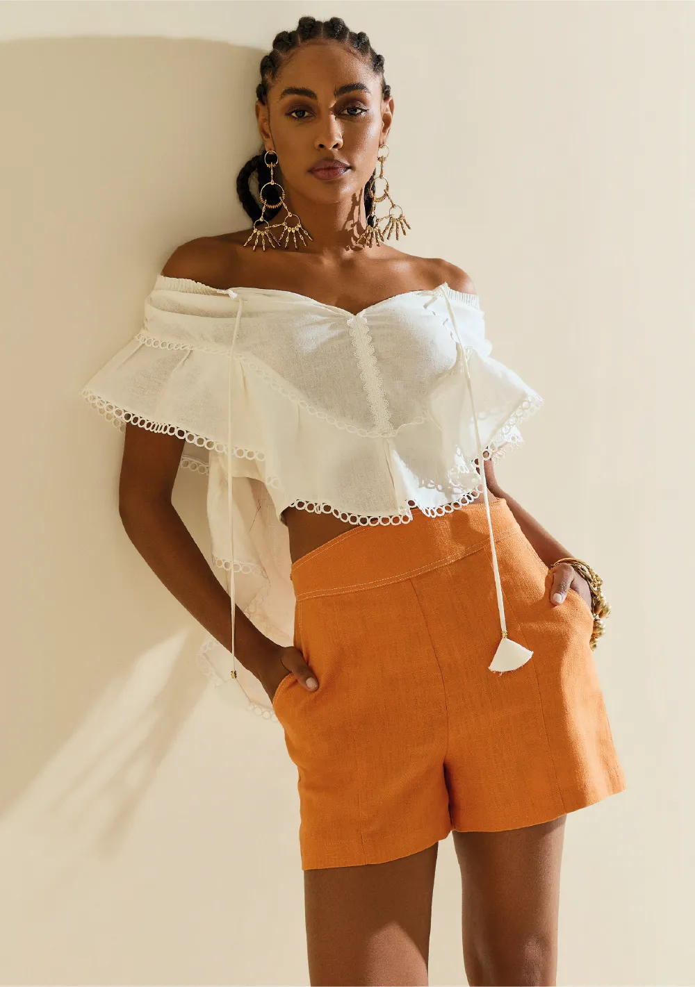 Shorts Morena Rosa Reto Alta Laranja