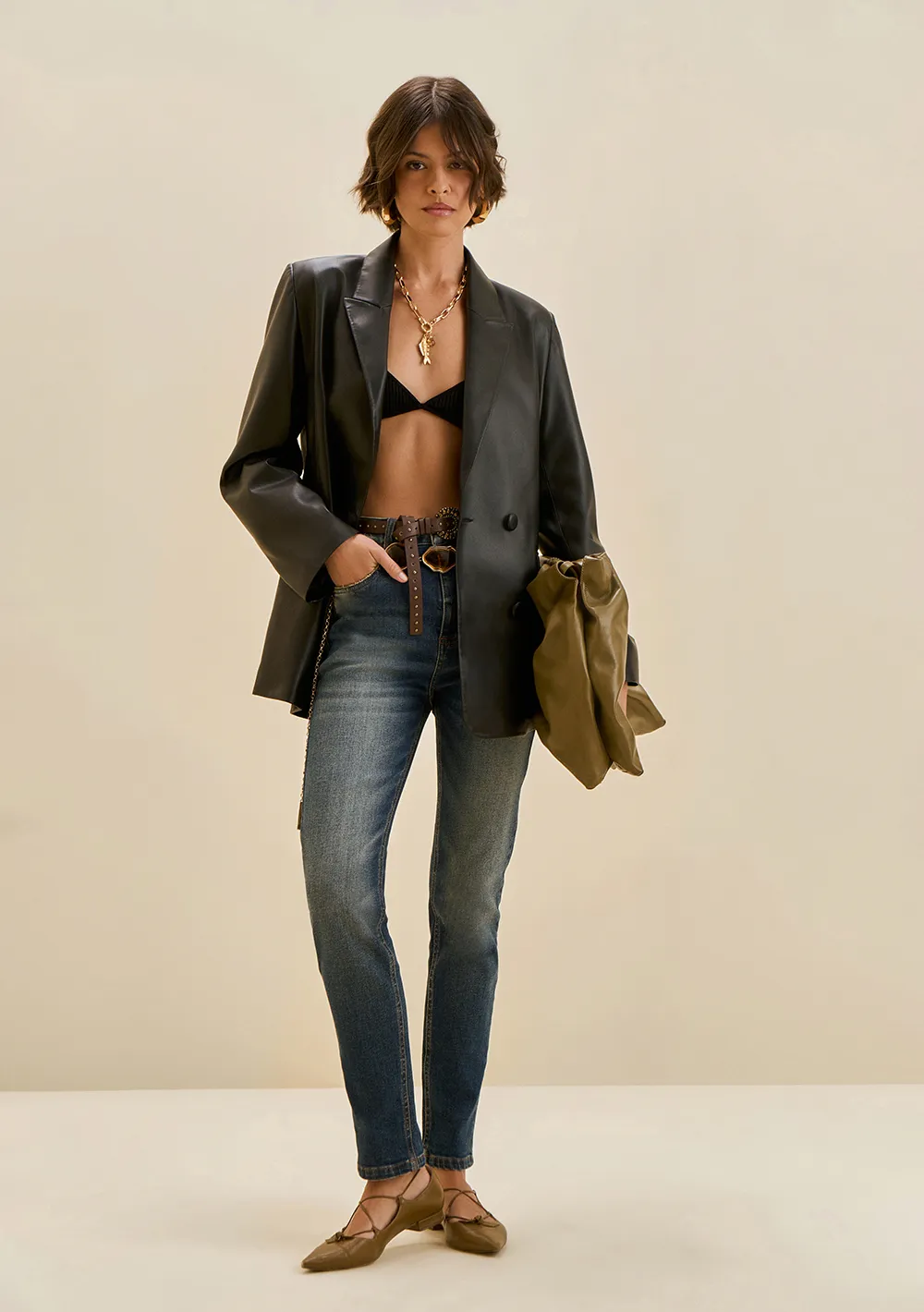 Calça Morena Rosa Skinny Média Azul