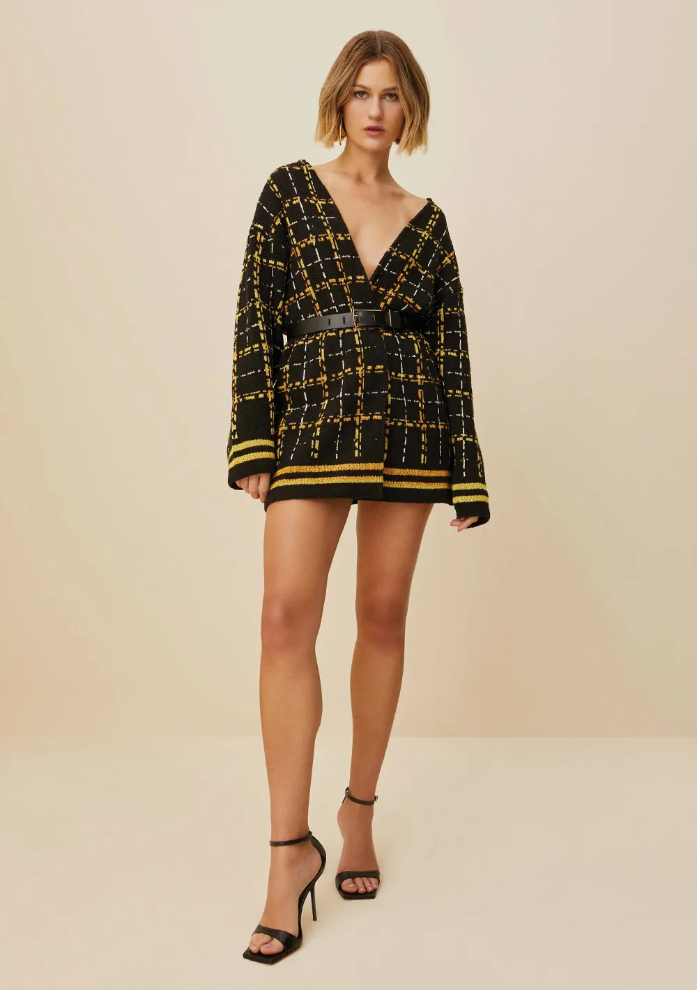 Kimono Morena Rosa Alongado Tricô Amarelo