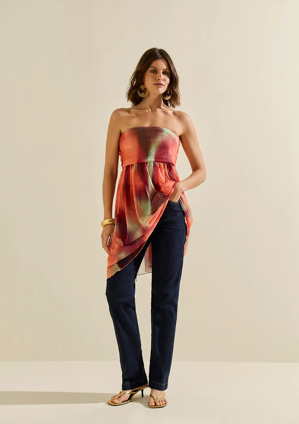 Calça Morena Rosa Reta Alta Azul