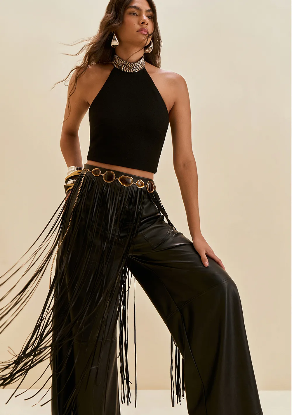 Top Morena Rosa Gola Alta Sem Alça Preto