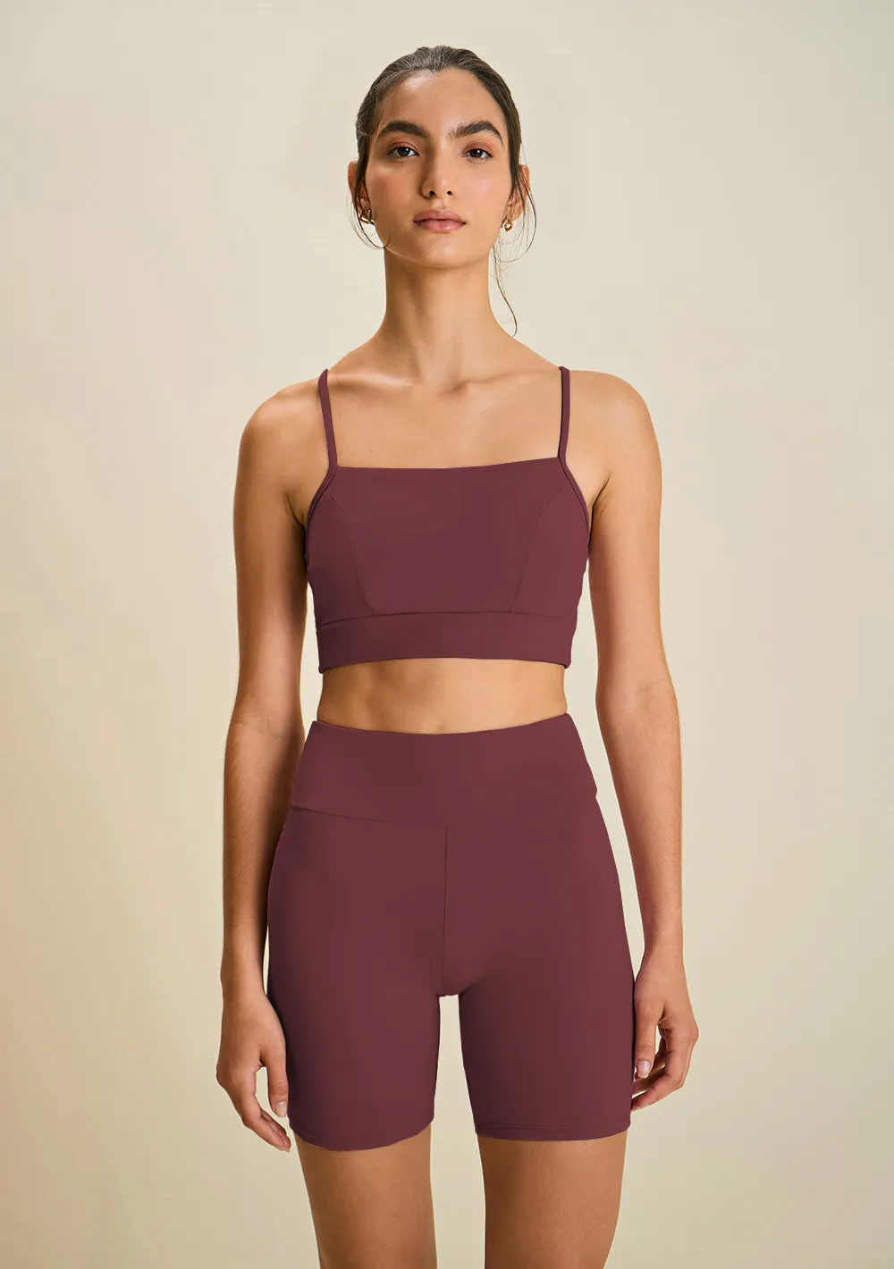 Conjunto Morena Rosa Top E Shorts Detalhe Viés Roxo