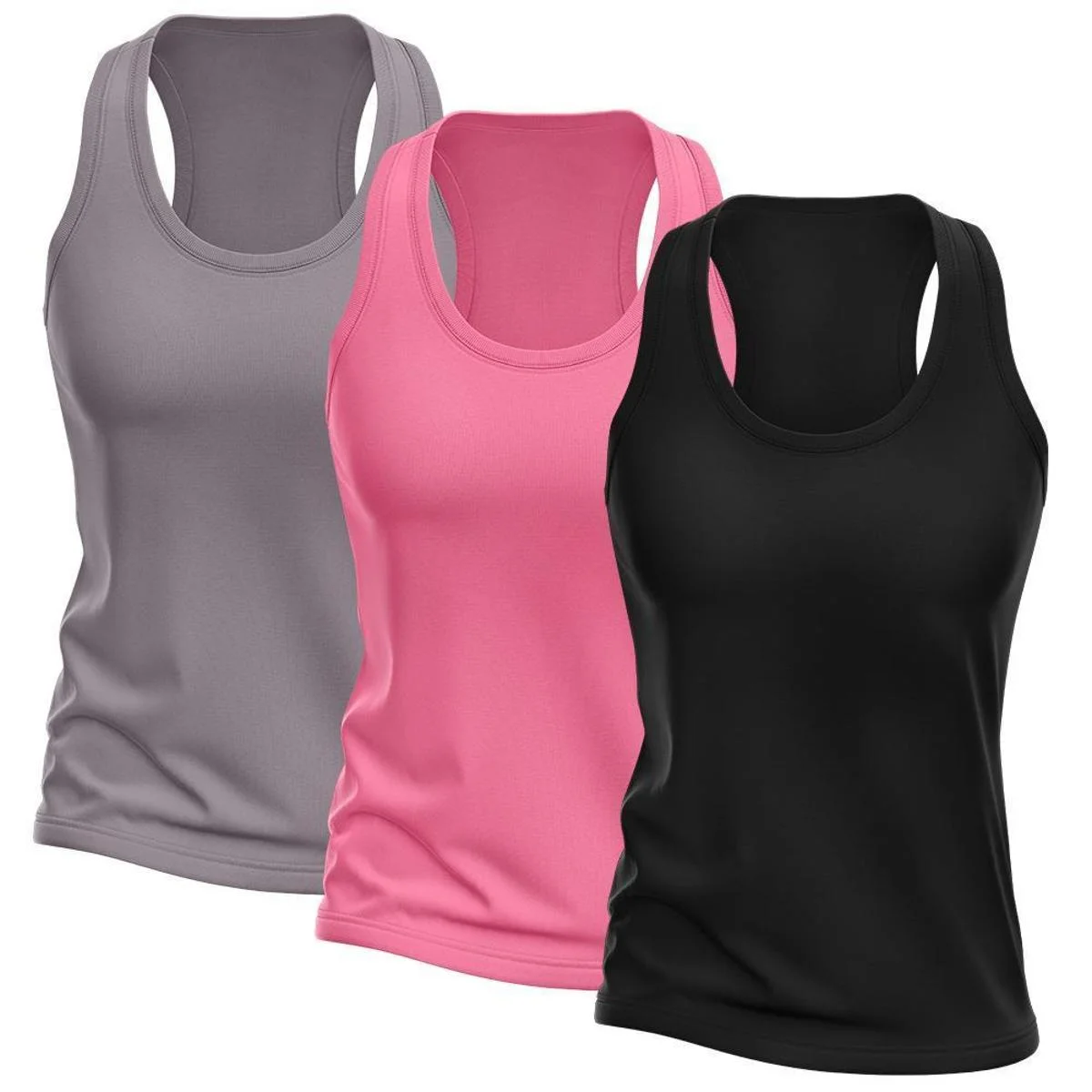 Kit 3 Regata Feminina Dry Lisa Básica Proteção Solar UV Treino Academia Ciclismo