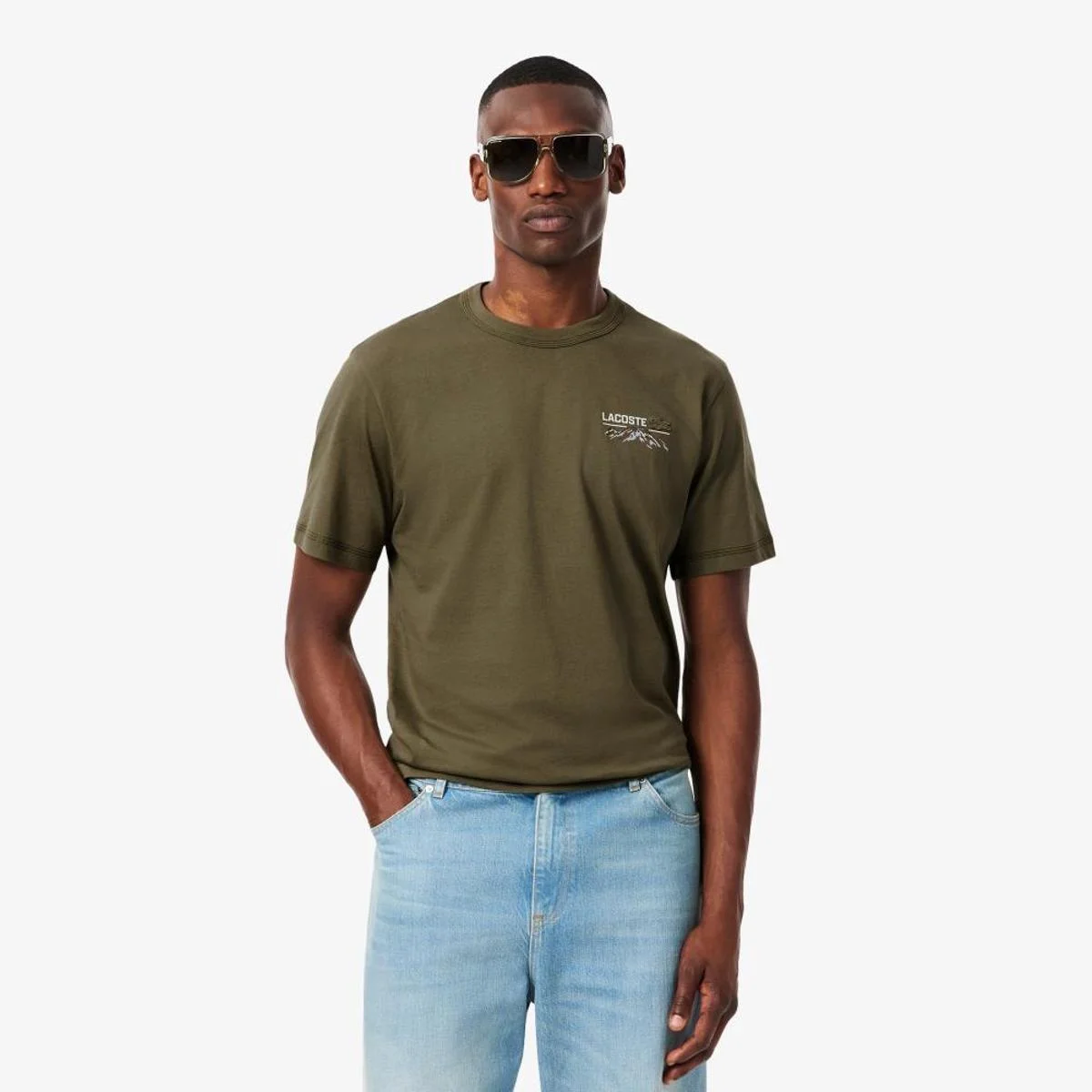 Camiseta Lacoste de Malha Estampada Múltipla Masculina