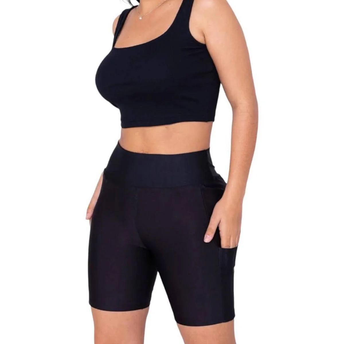 Short Bermuda Leg Legging COM BOLSOS Suplex Fitness Academia Feminino 665
