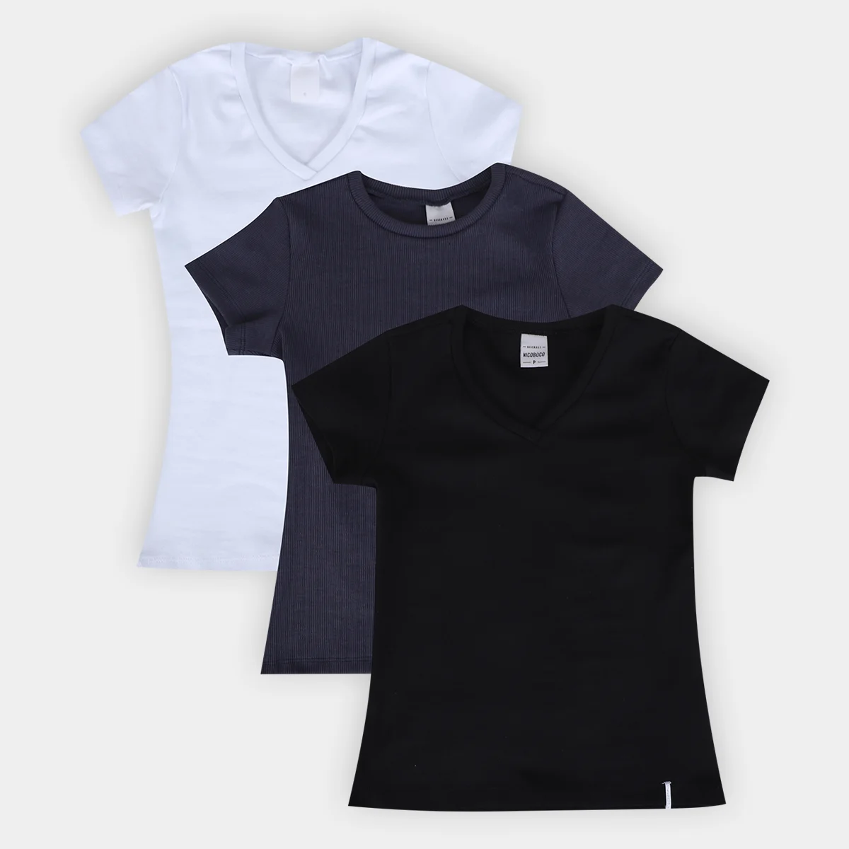 Kit Camiseta Nicoboco Earth Casual Feminina - 3 Peças