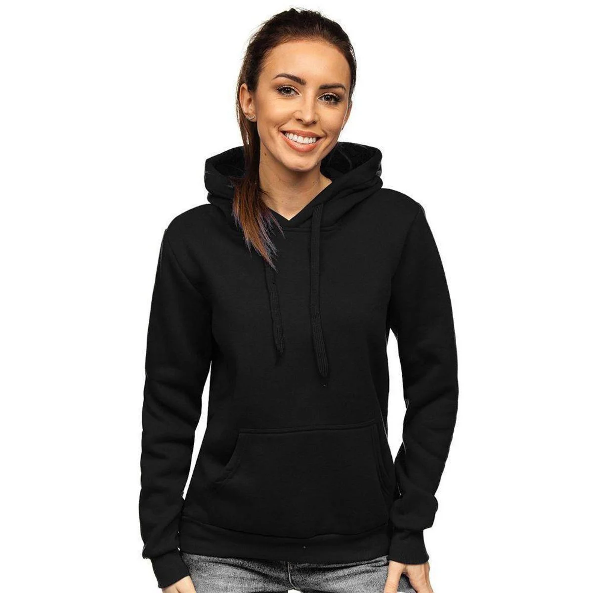 Moletom Feminino Liso Abrigo Blusa Moleton Casaco com Capuz