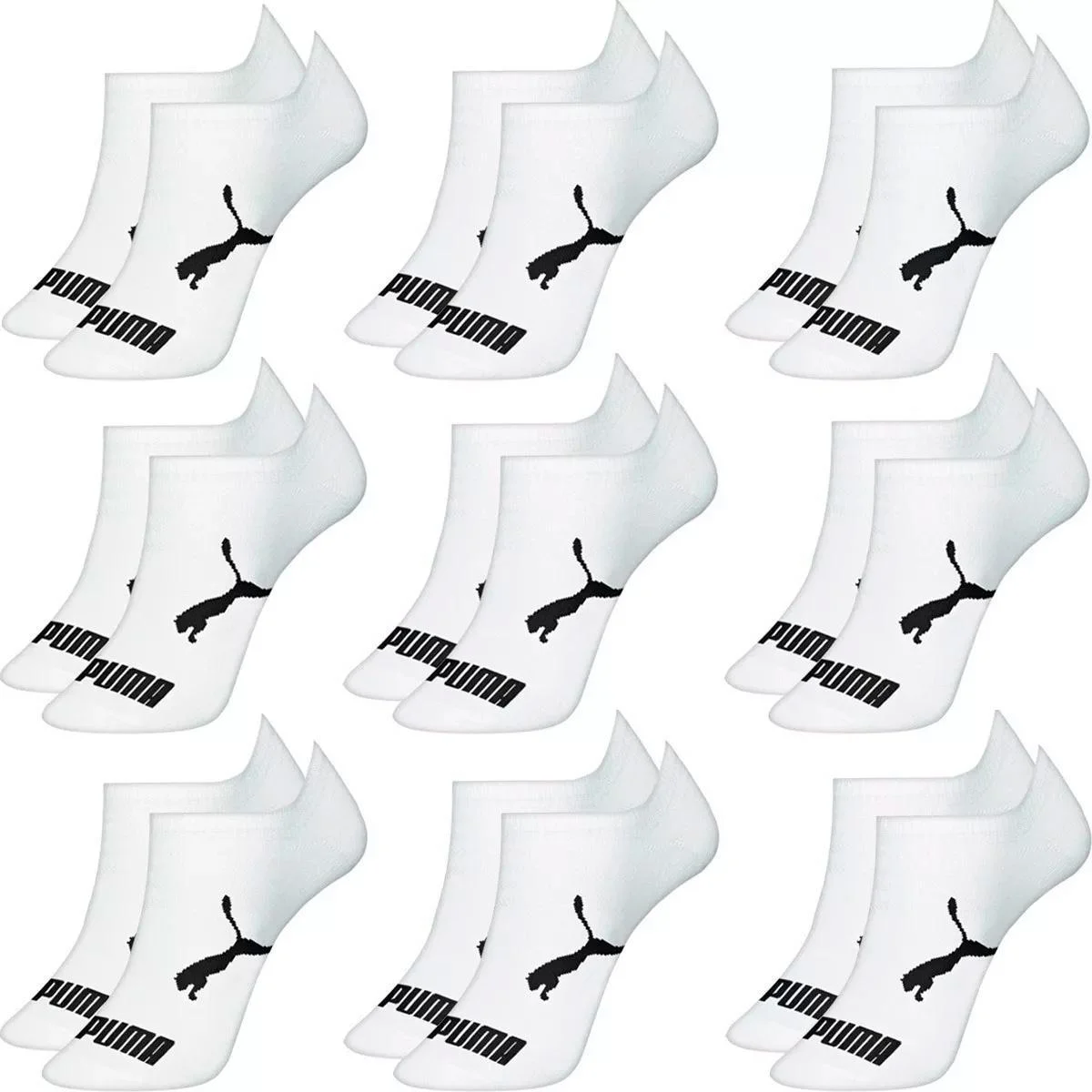 Kit 9 Pares Meias Puma Sapatilha Algodão Cano Baixo Meia Soquete Adulto Masculino Feminino Original