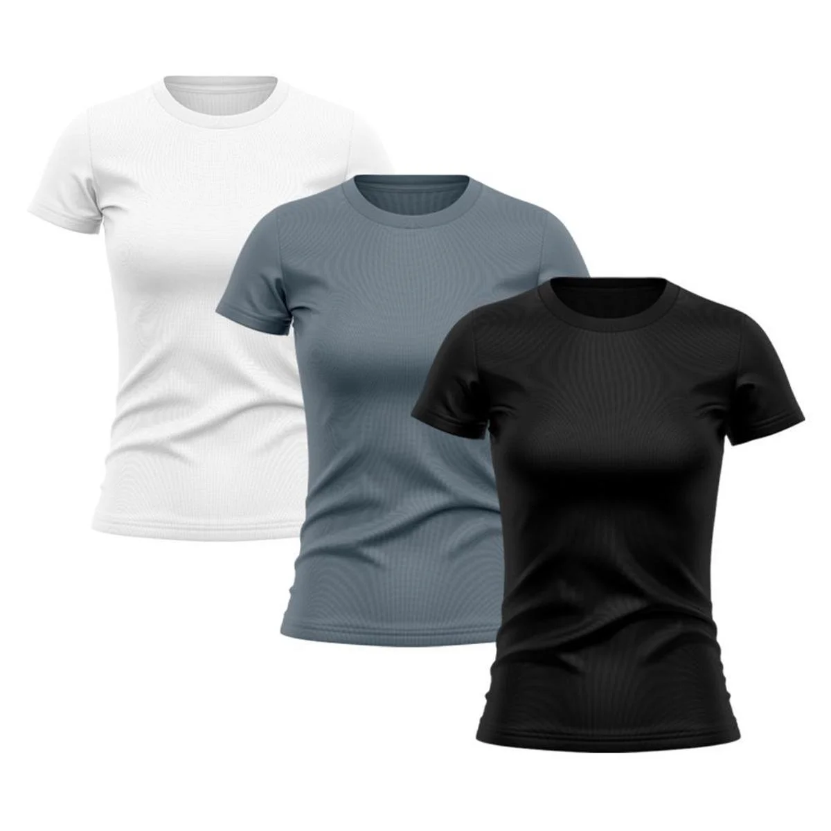 Kit 3 Camiseta Feminina Dry Proteção Solar UV Lisa Treino Academia Passeio Ciclismo Camisetas