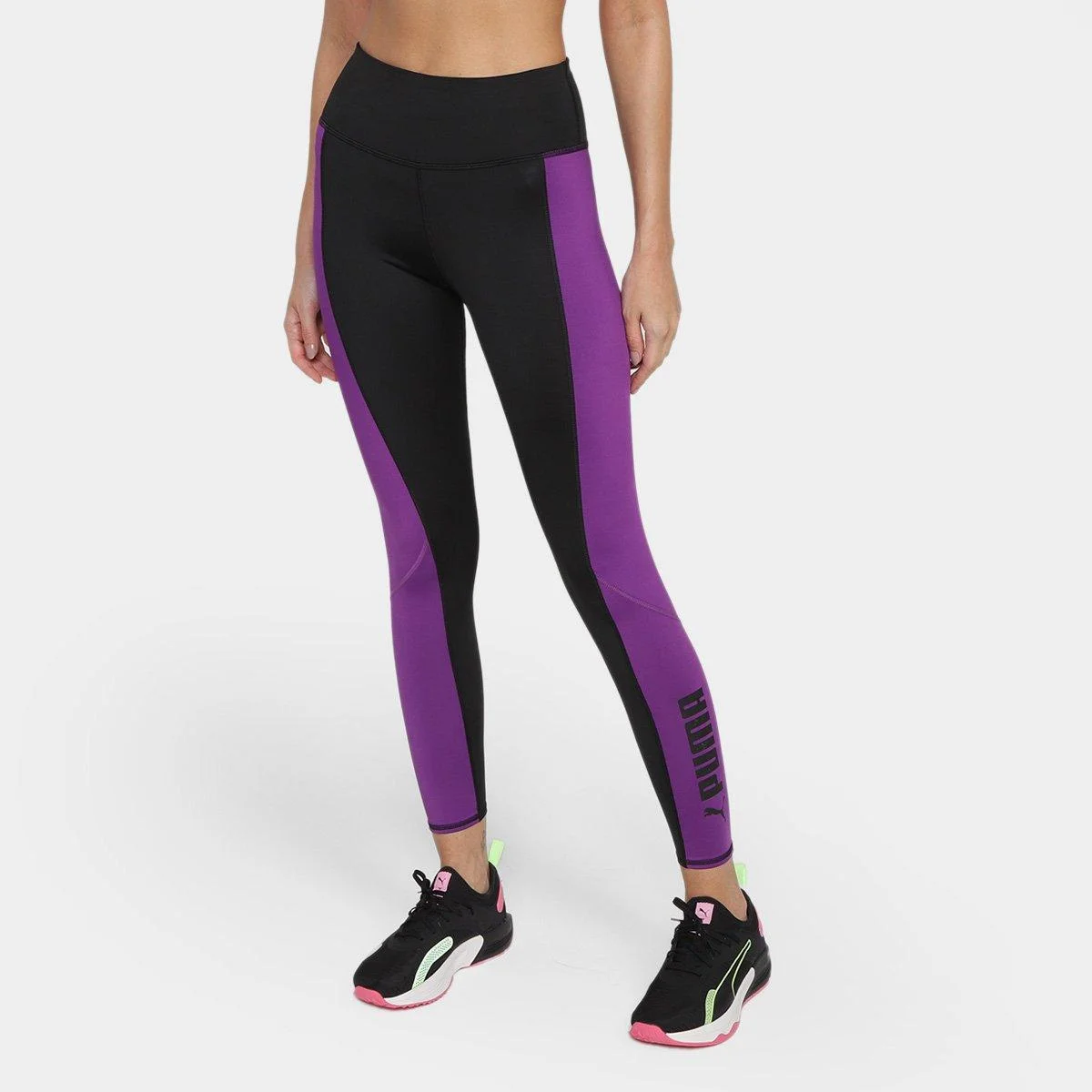 Calça Legging Puma Fit Eversculpt Color Block Wording Feminina