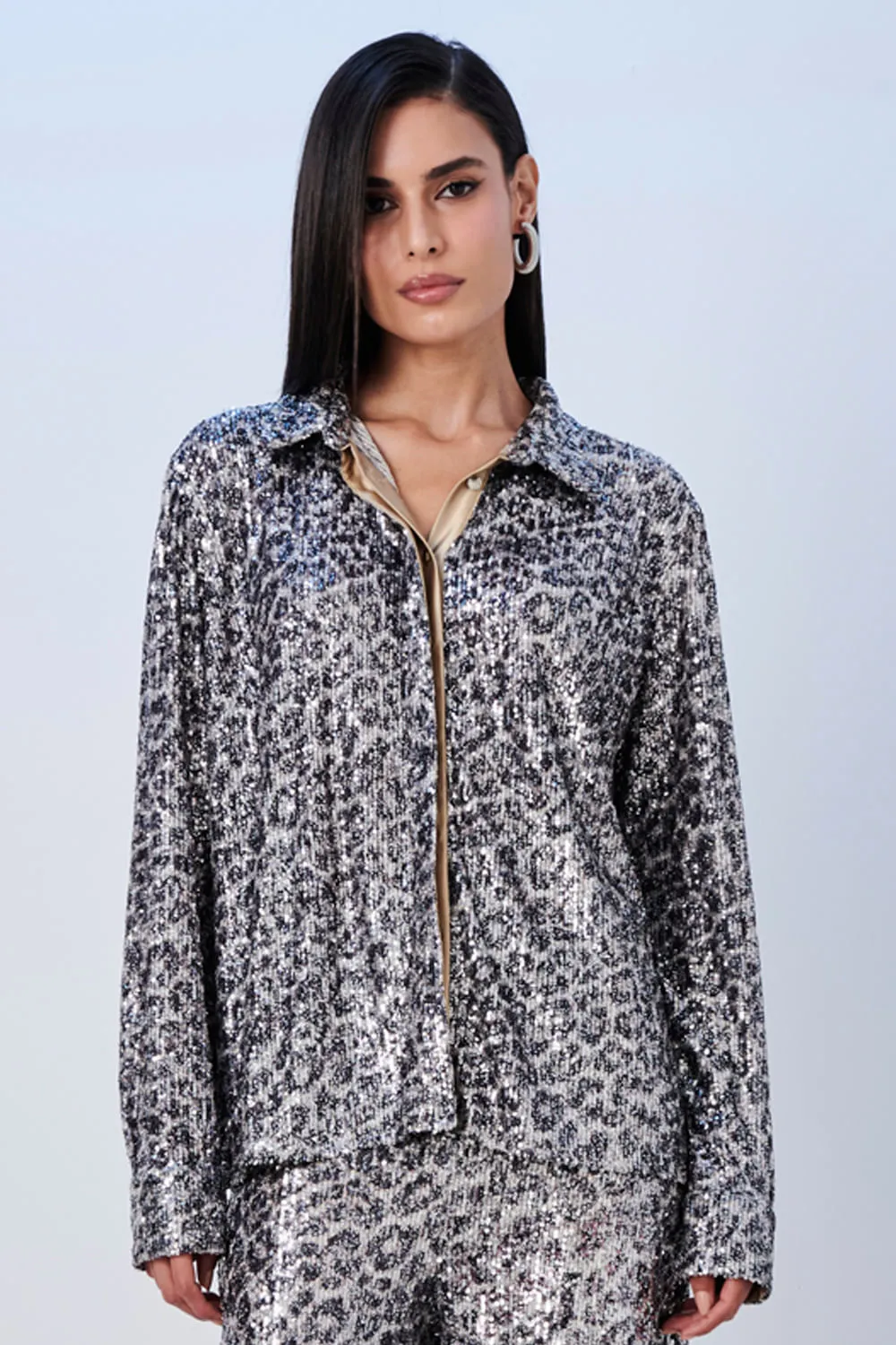 Camisa Feminina Paetê Estampada Smk Estampado