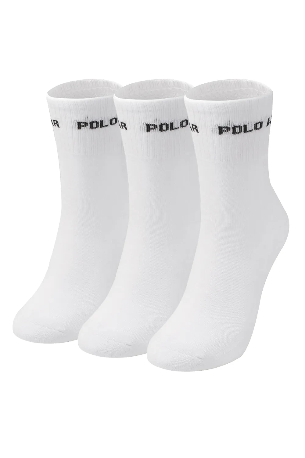 Kit 3 Pares Meias Confortáveis Cano Alto Polo Wear Branco