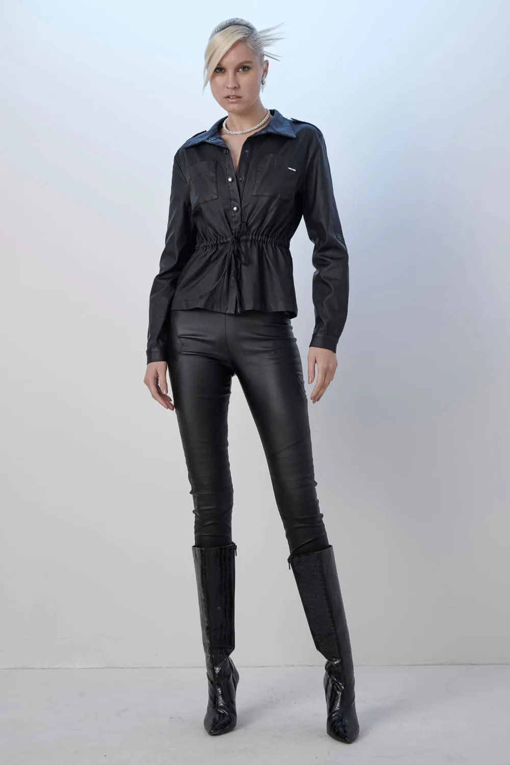 Calça Feminina Skinny Recortes Smk Preto