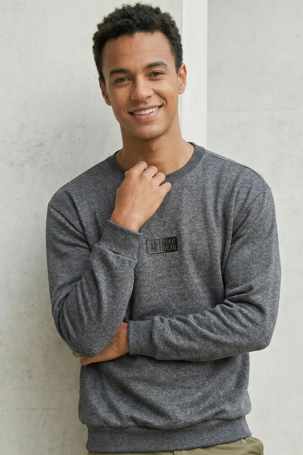 Moletom Gola Careca Casual Polo Wear Cinza Escuro