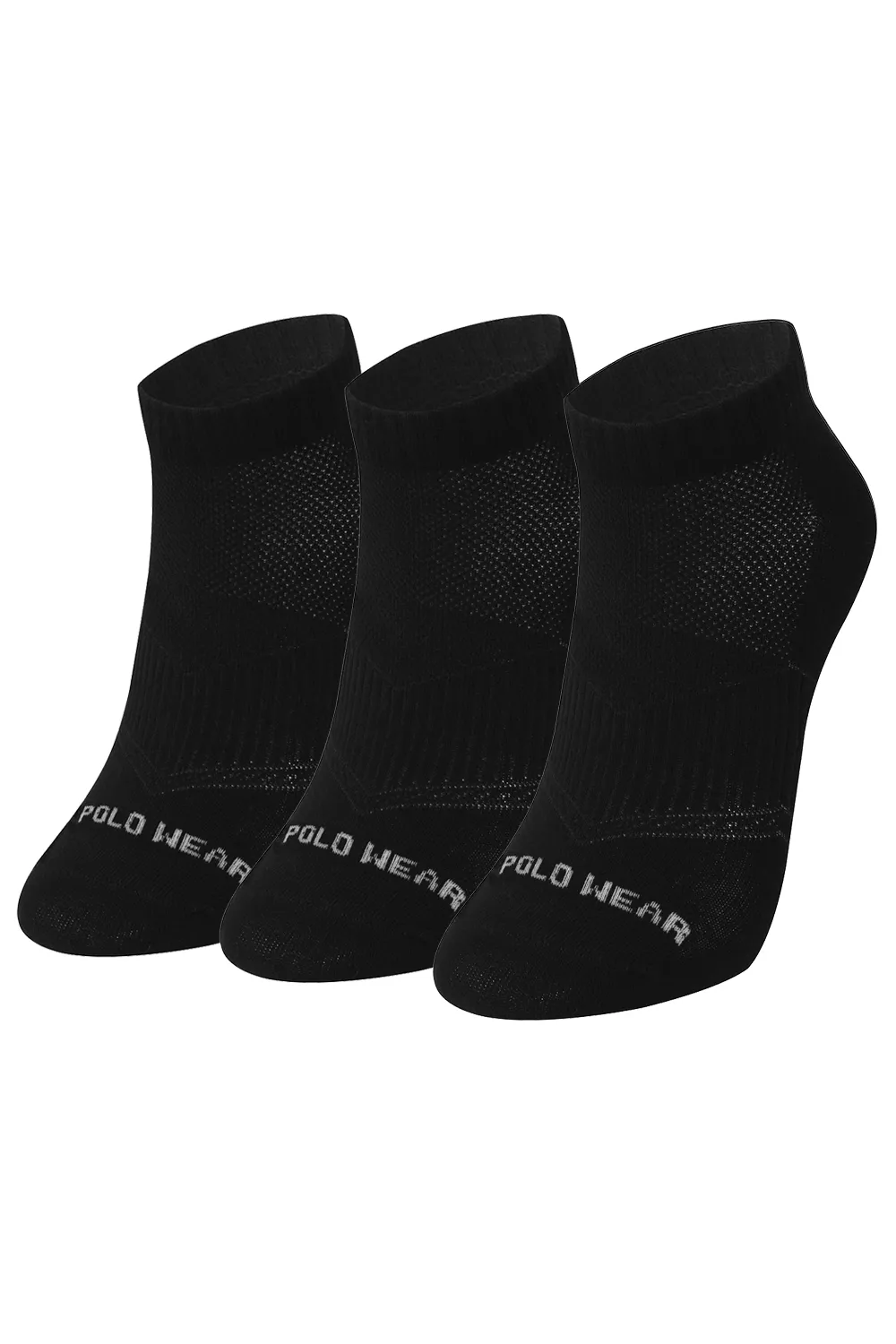 Kit 3 Pares Meias Confortáveis Cano Curto Polo Wear Preto