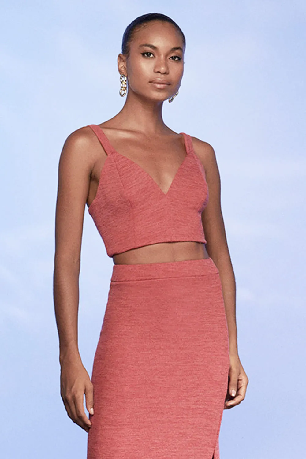 Cropped Casual Decote v Smk Rosa Médio