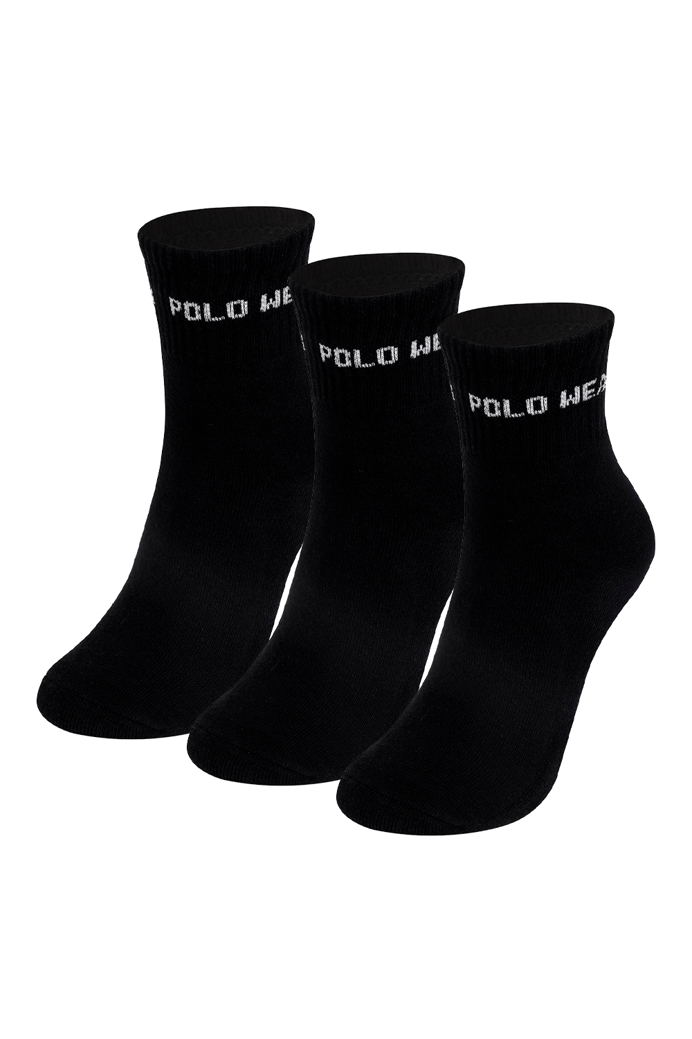 Kit 3 Pares Meias Confortáveis Cano Alto Polo Wear Preto