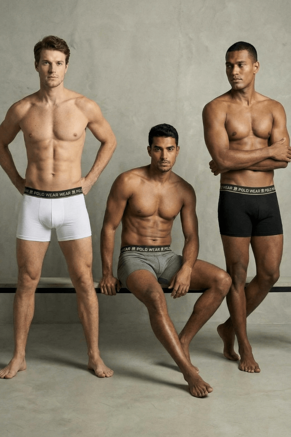 Kit 6 Cuecas Boxer Algodão Lisa Polo Wear Sortido