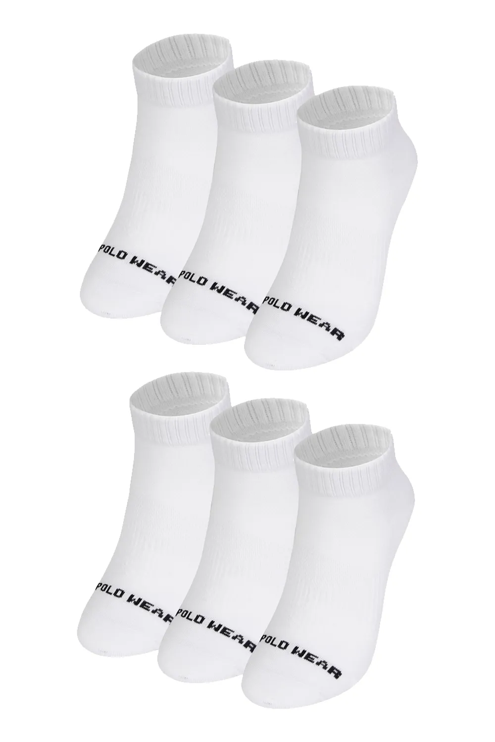 Kit 6 Meias Cano Curto Algodão Polo Wear Branco